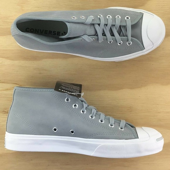 Converse Jack Purcell Mid Top Suede Gray Sneakers - Picture 3 of 9
